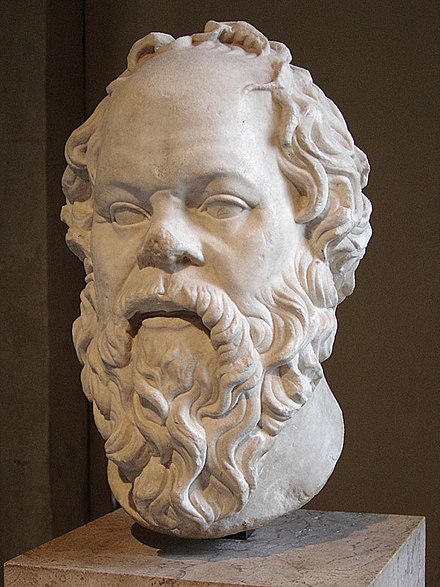 A marble head of Socrates in the Louvre